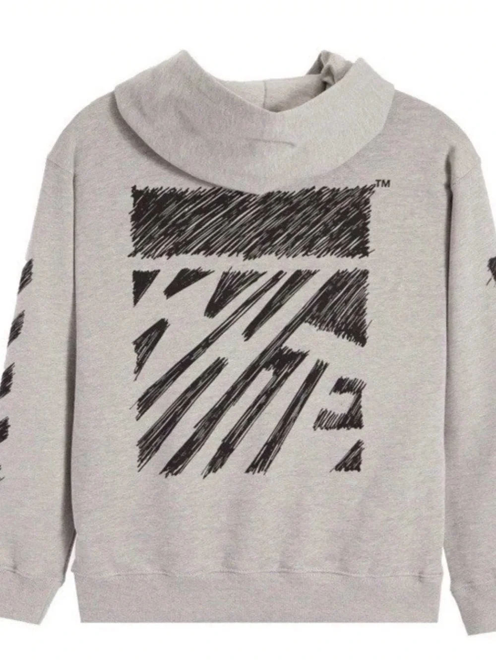 Off-White Grey Scribble Graphic Sweatshirt Hoodie Kids Size M 10/12 Boys NWT